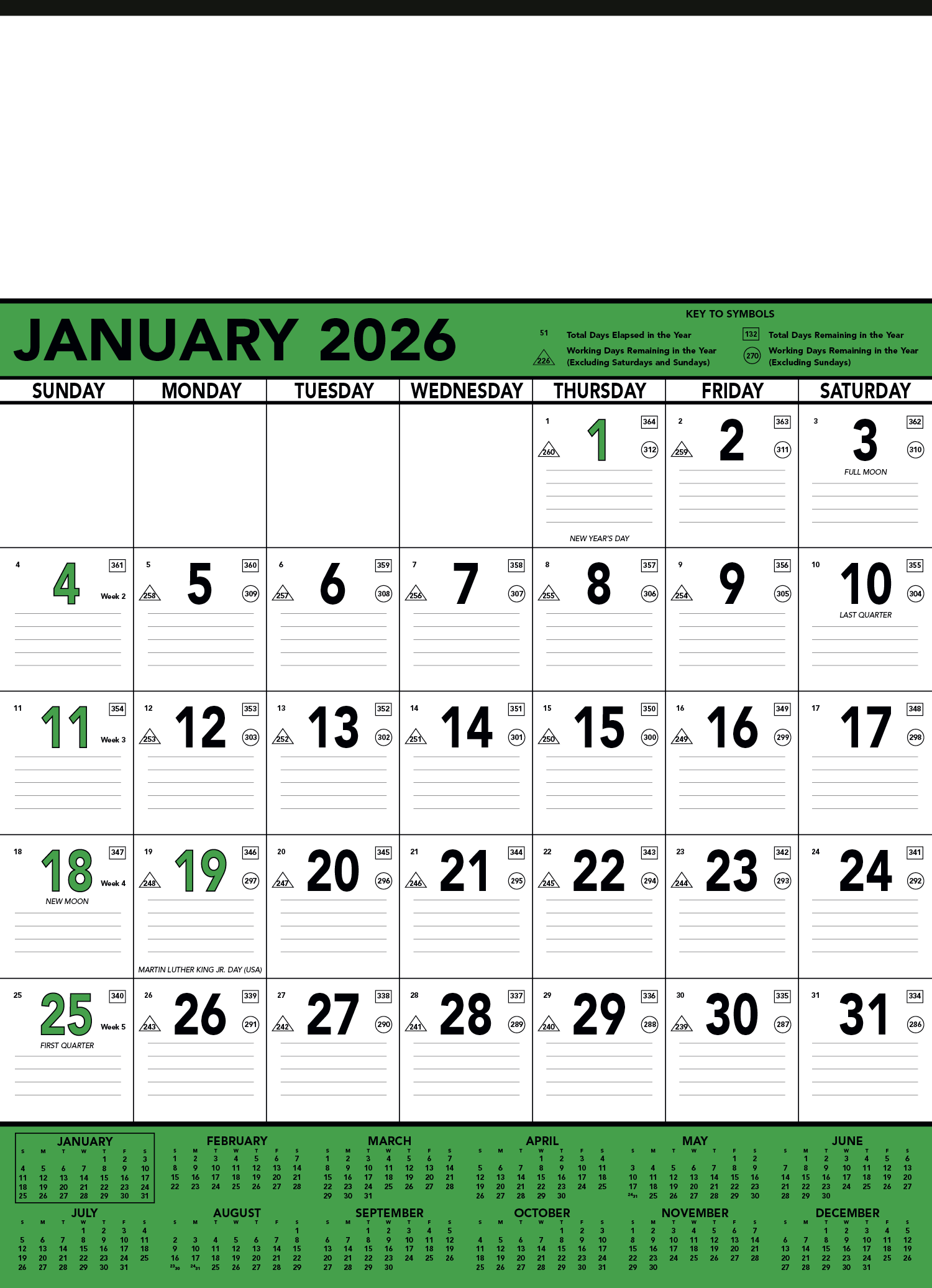 Triumph® Calendars Green & Black Contractor Memo Calendar 2