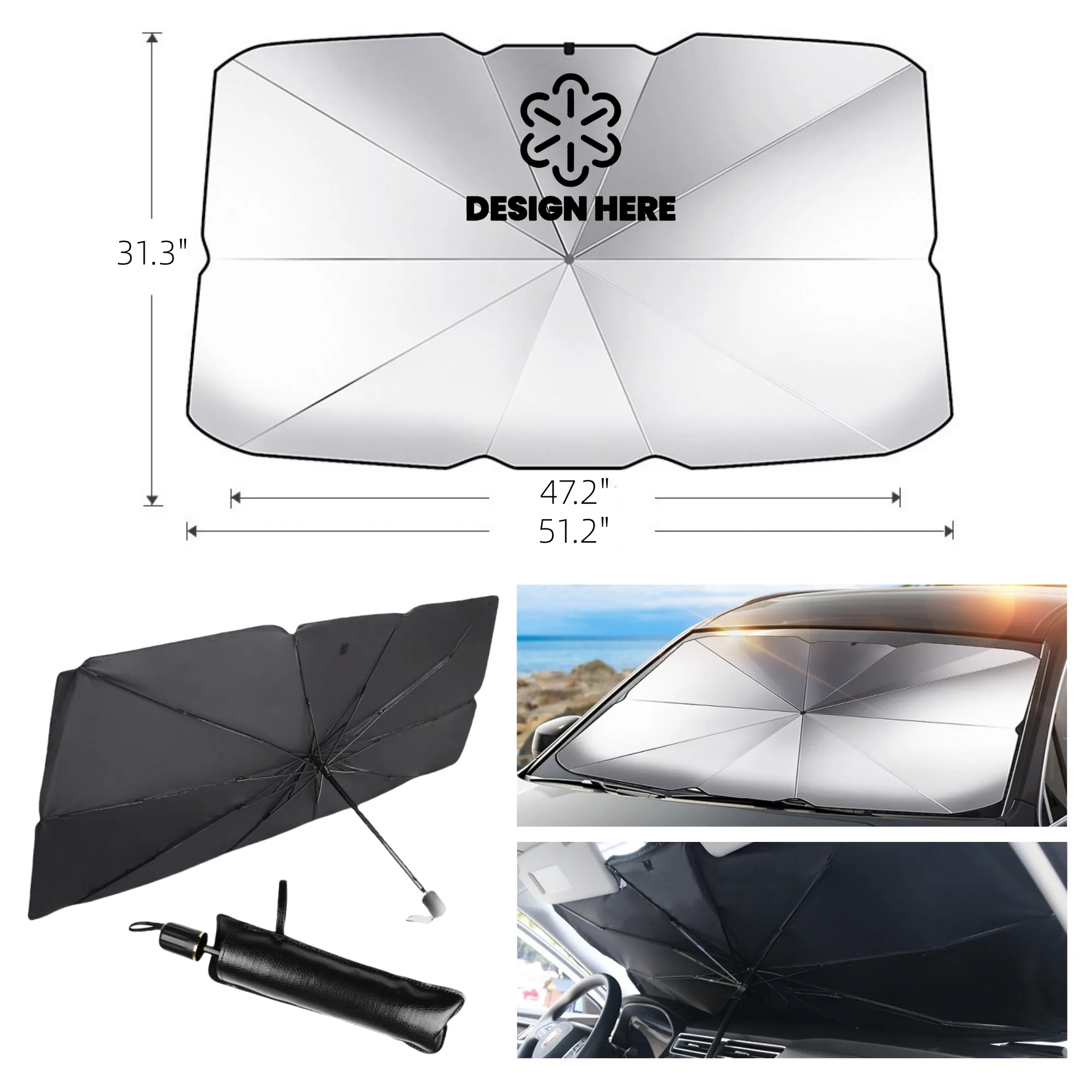 Car Front Sun Shade Windshield Foldable Umbrella