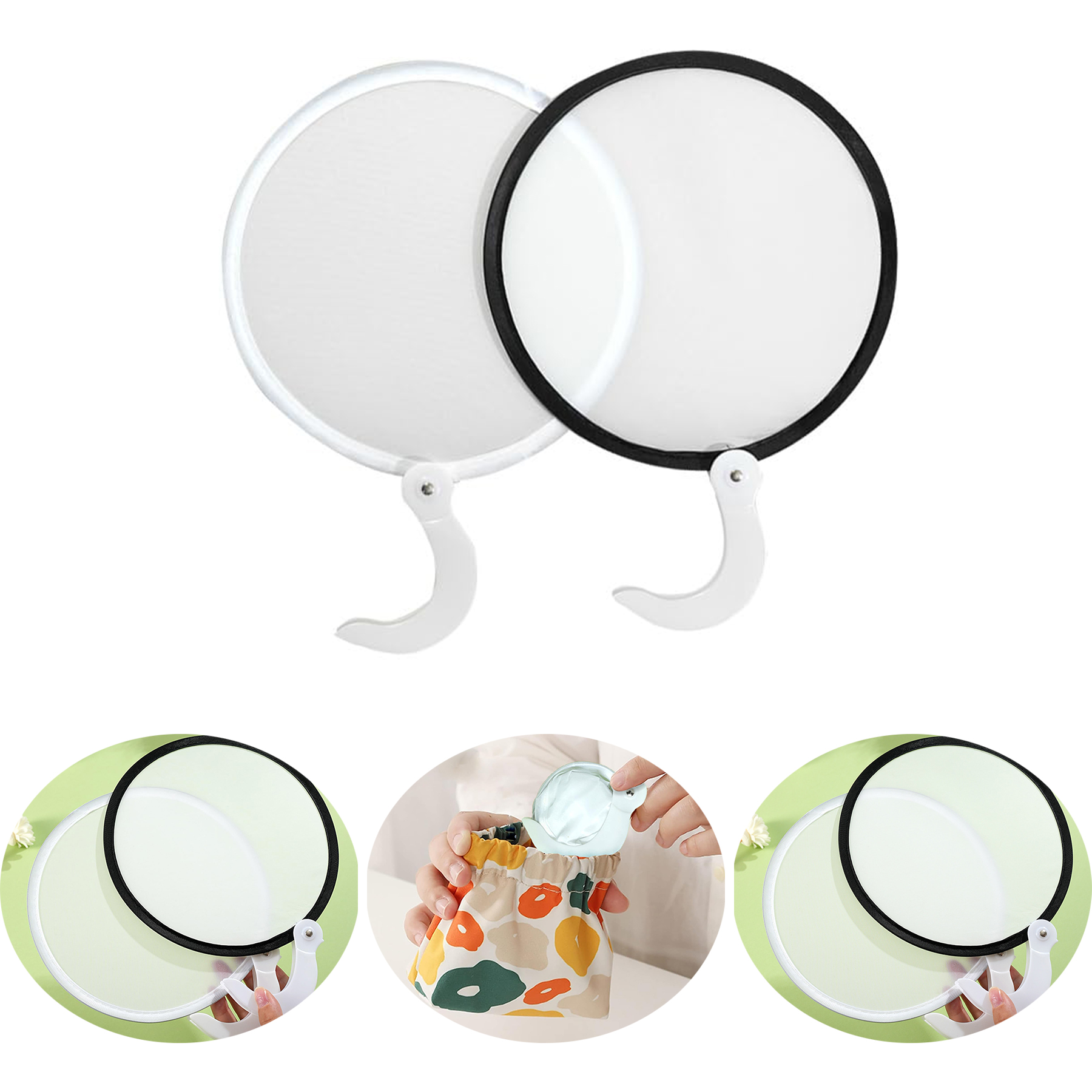 Folding Fan DIY Blank Hand Foldable Fan Round Handheld Fans Decoration Fan 2