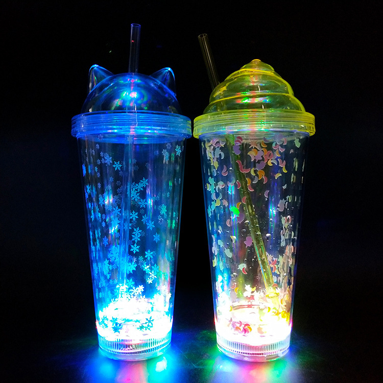 16 OZ. Sequins Light LED Cup Tumbler w/ Straw 3