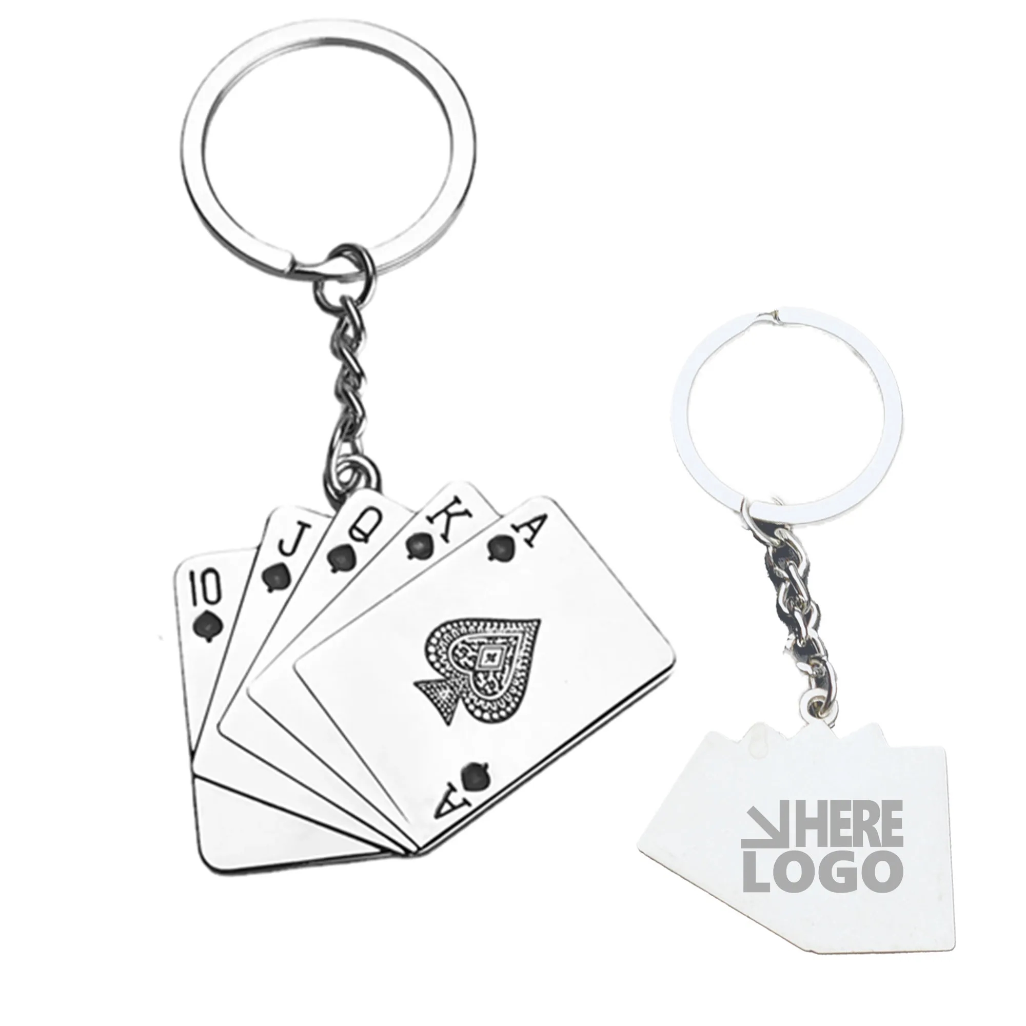 MOQ 20 Metal Key Chain With Playing Poker Cards 1