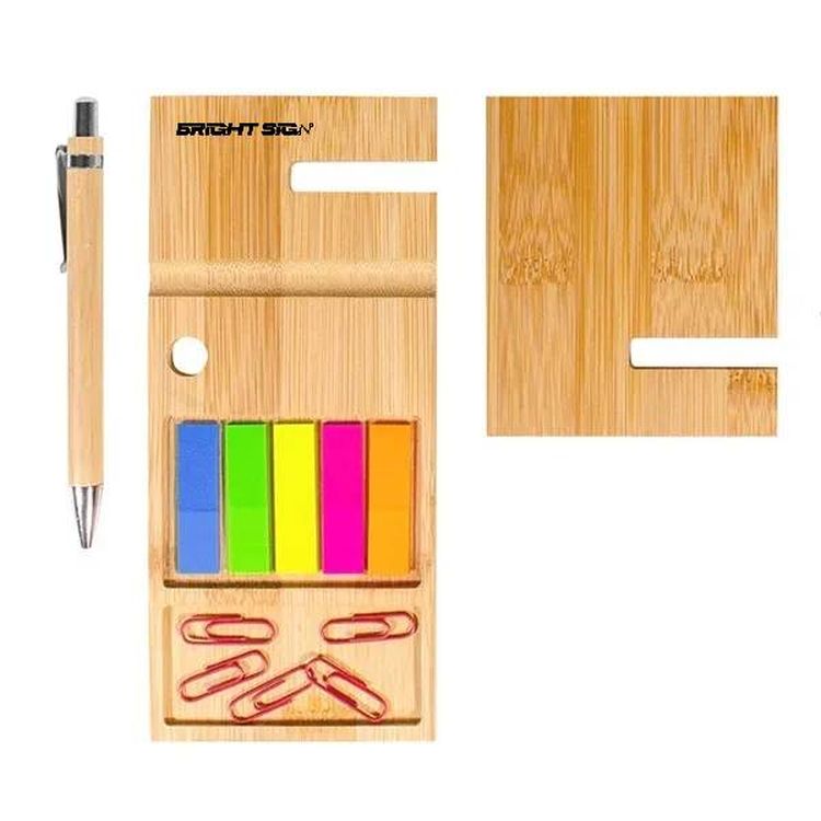 Bamboo Desk Organizer with Sticky Notes 4
