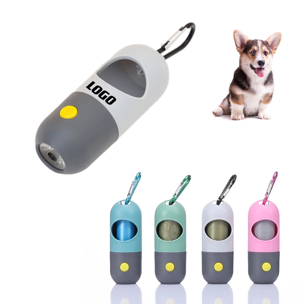 Silicone Dog Poop Bag Dispenser with LED Light