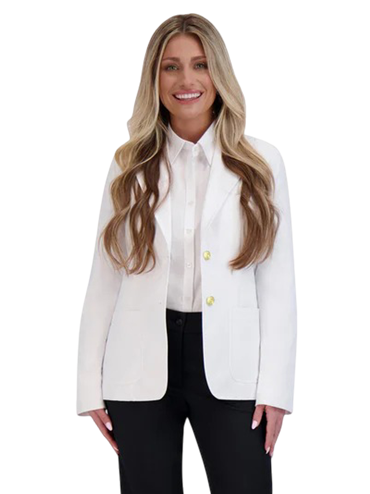 Executive Apparel - Women's 6-Pocket Single-Breasted White Blazer