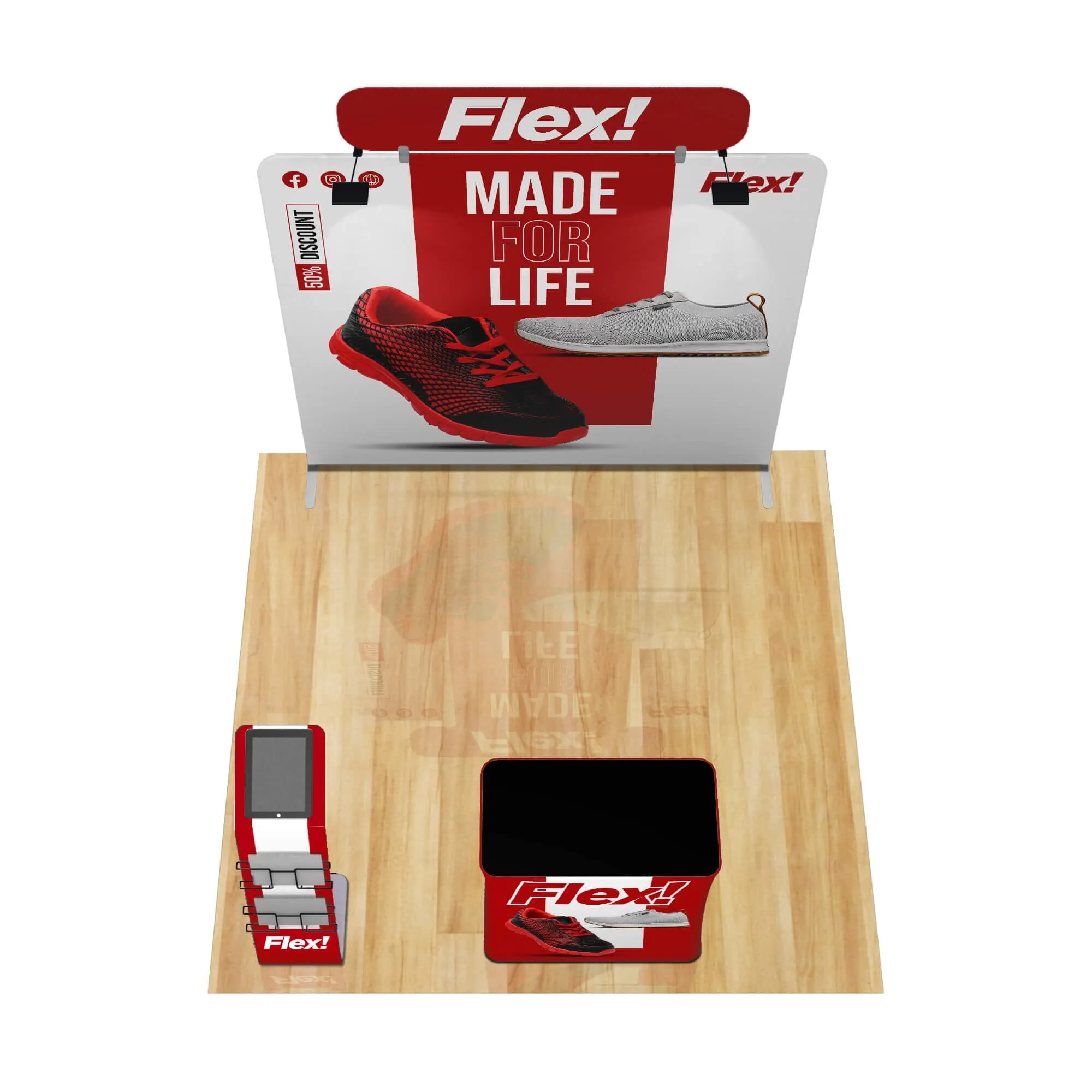 8ft Fastzip™ Media Stand Trade Show Booth Package 3