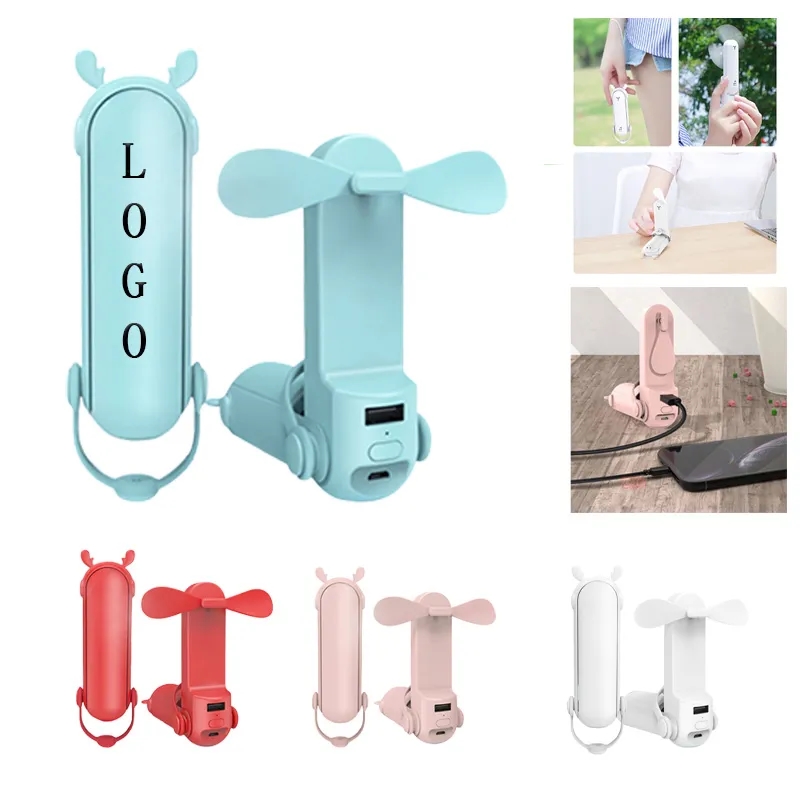 Portable Folding USB Power Bank Charging Small Fan 1