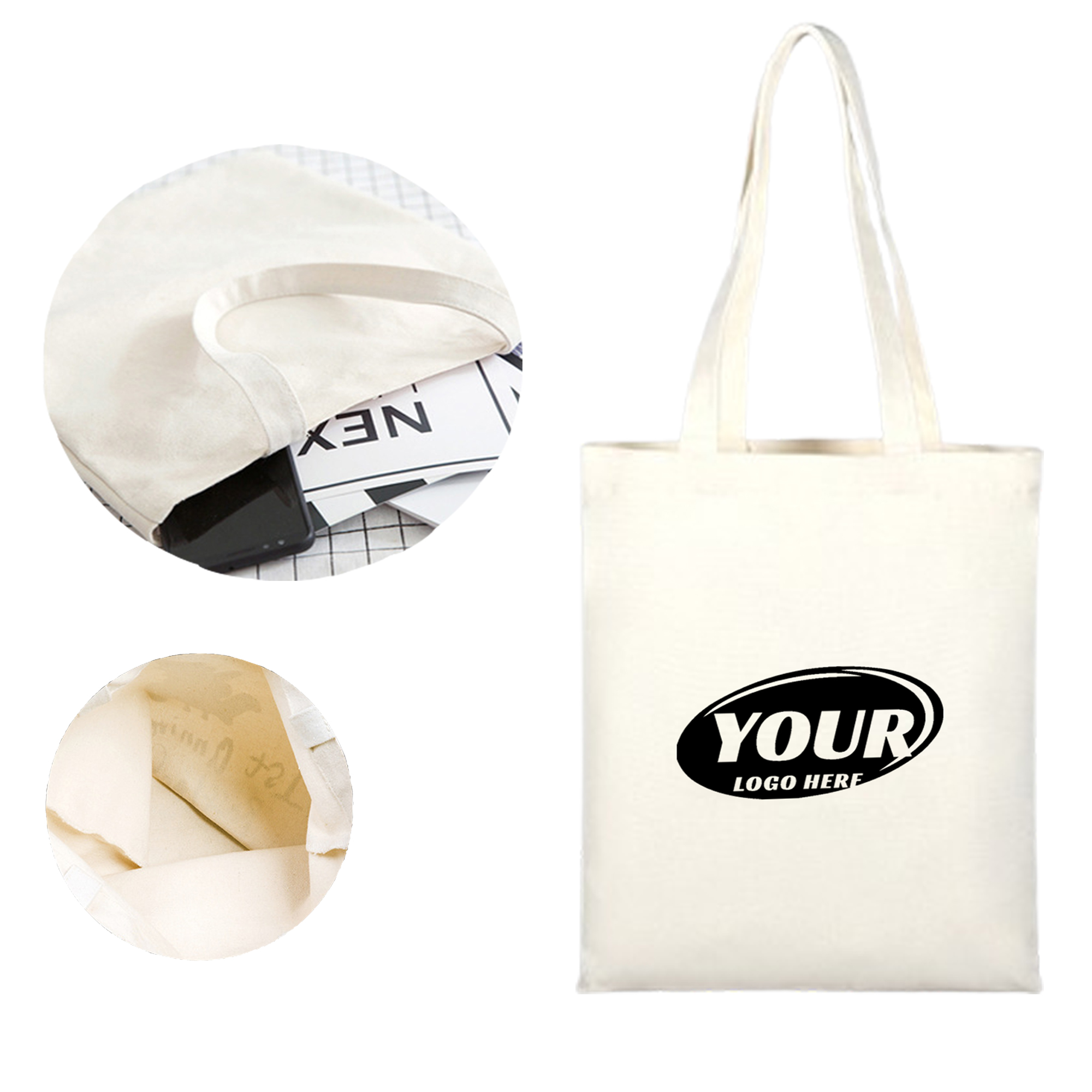 Reusable Cotton Canvas Shopping Bag With Logo, custom tote bag with logo imprint 2