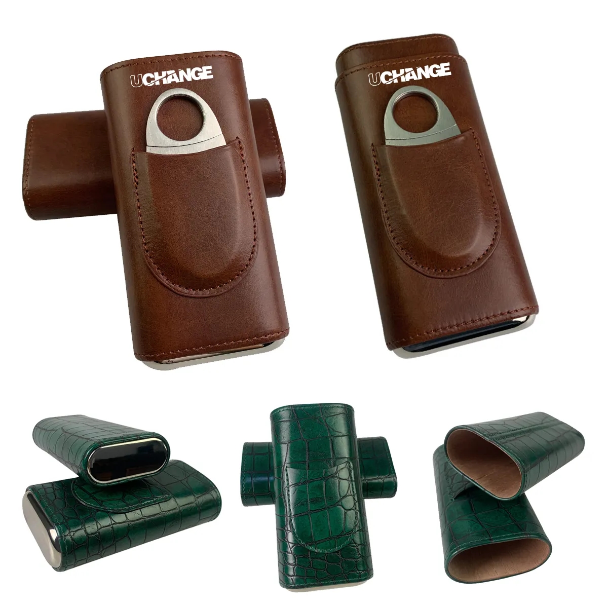 Travel PU Leather Cigar Case With Cutter Pocket 6