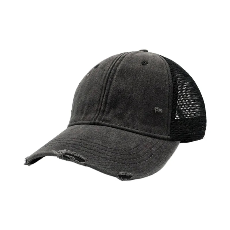 Distressed Trucker Cotton Mesh Cap 3