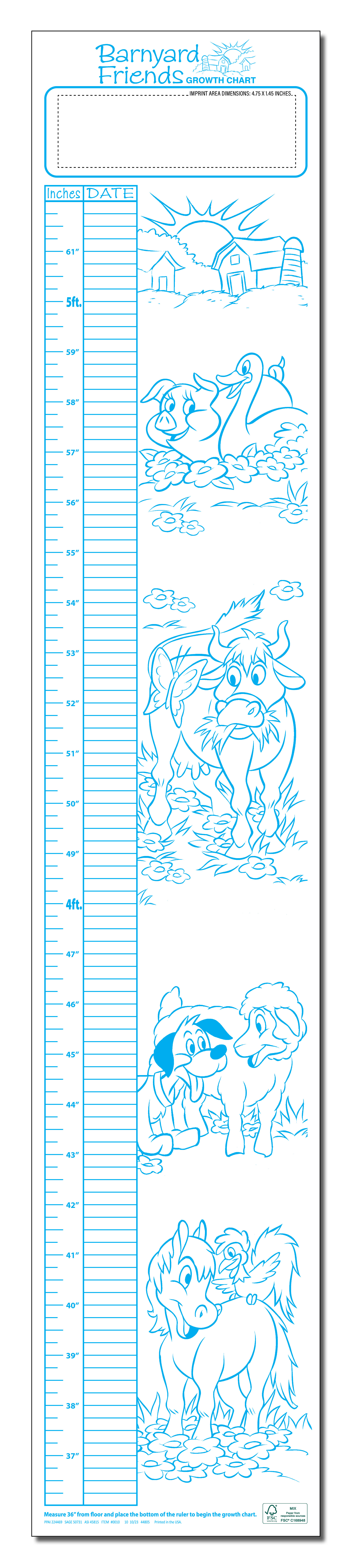 GROWTH CHART - Barnyard Friends Children's Growth Chart 4