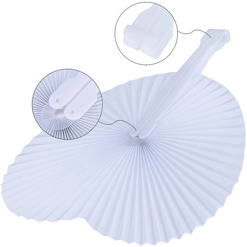 Heart Plastic Handle Paper Folding Fan 5