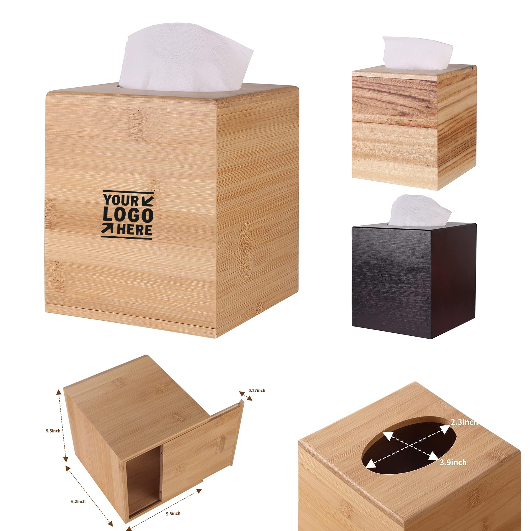 Square Farmhouse Slide-Out Bottom Tissue Box Cover And Holder
2