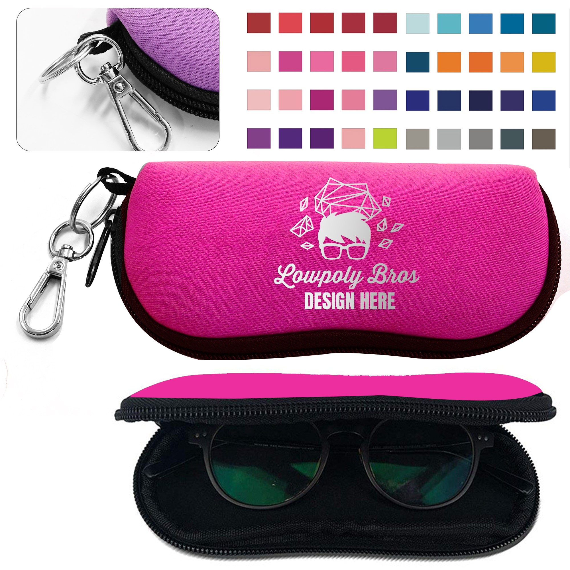 Neoprene Sunglass Sleeve with Secure Snap Button Design 1