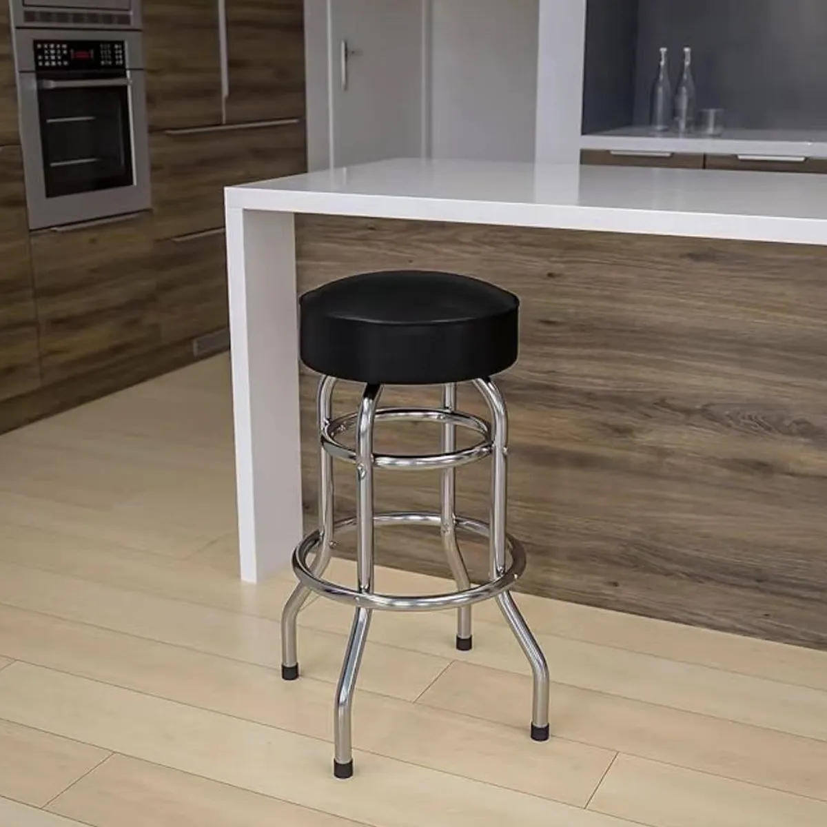 Customizable Padded Swivel Bar Stool With Chrome Base 4