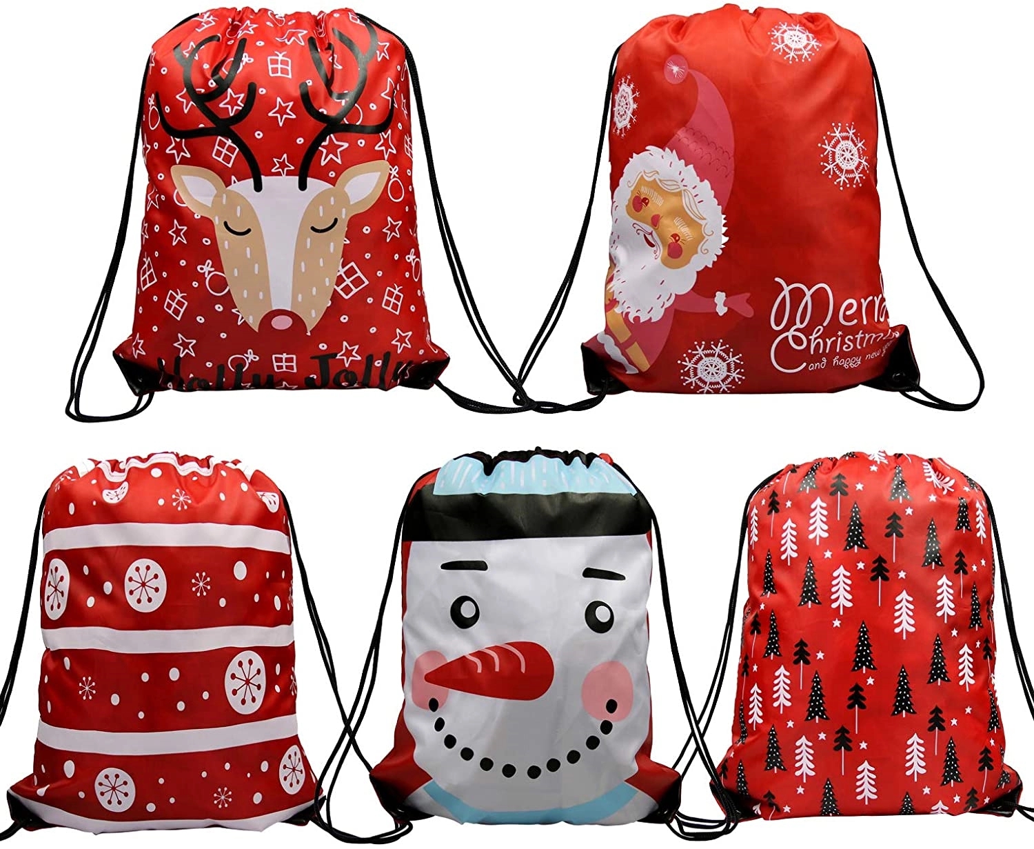 210D Christmas Drawstring Backpacks 1