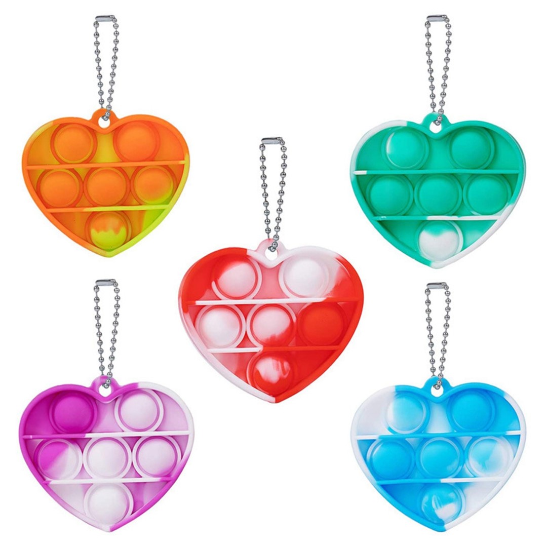 Heart Push Bubble Pops Fidget Keychain 1