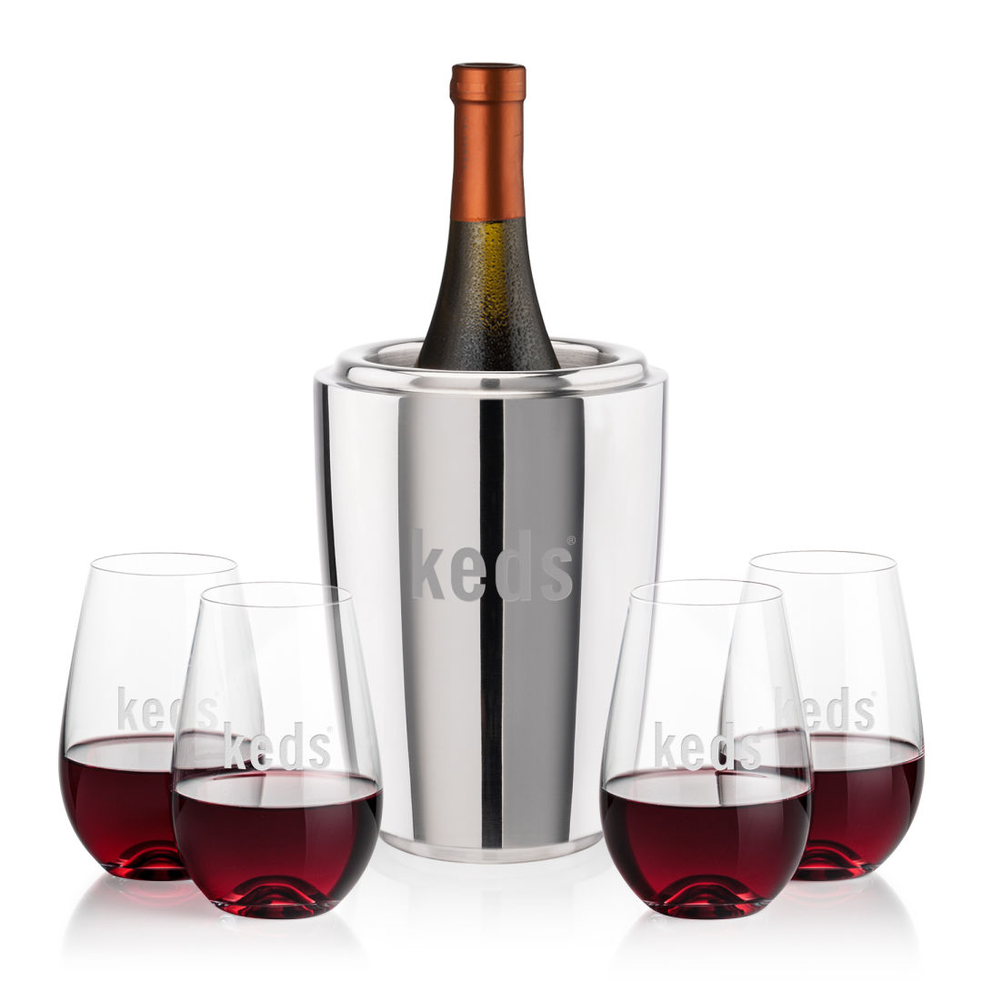 Pescara Wine Cooler & Boston Stemless Wine Set 3