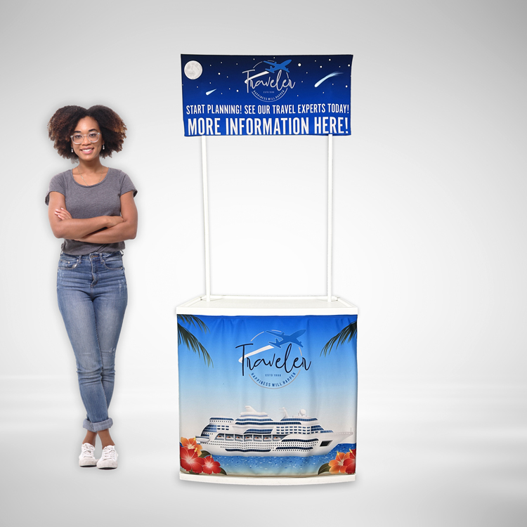 Portable Counter / Trade Show Display Table w. Custom Graphic Wrap / Overhead Sign (Dye Sublimation) 9