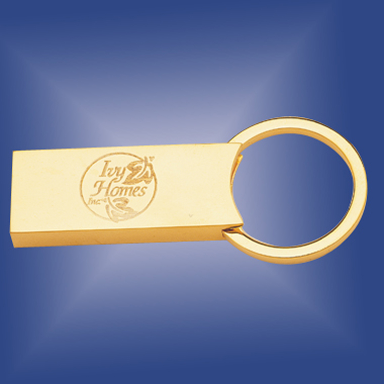 Gold Plated Brass Rectangular Keyring 2