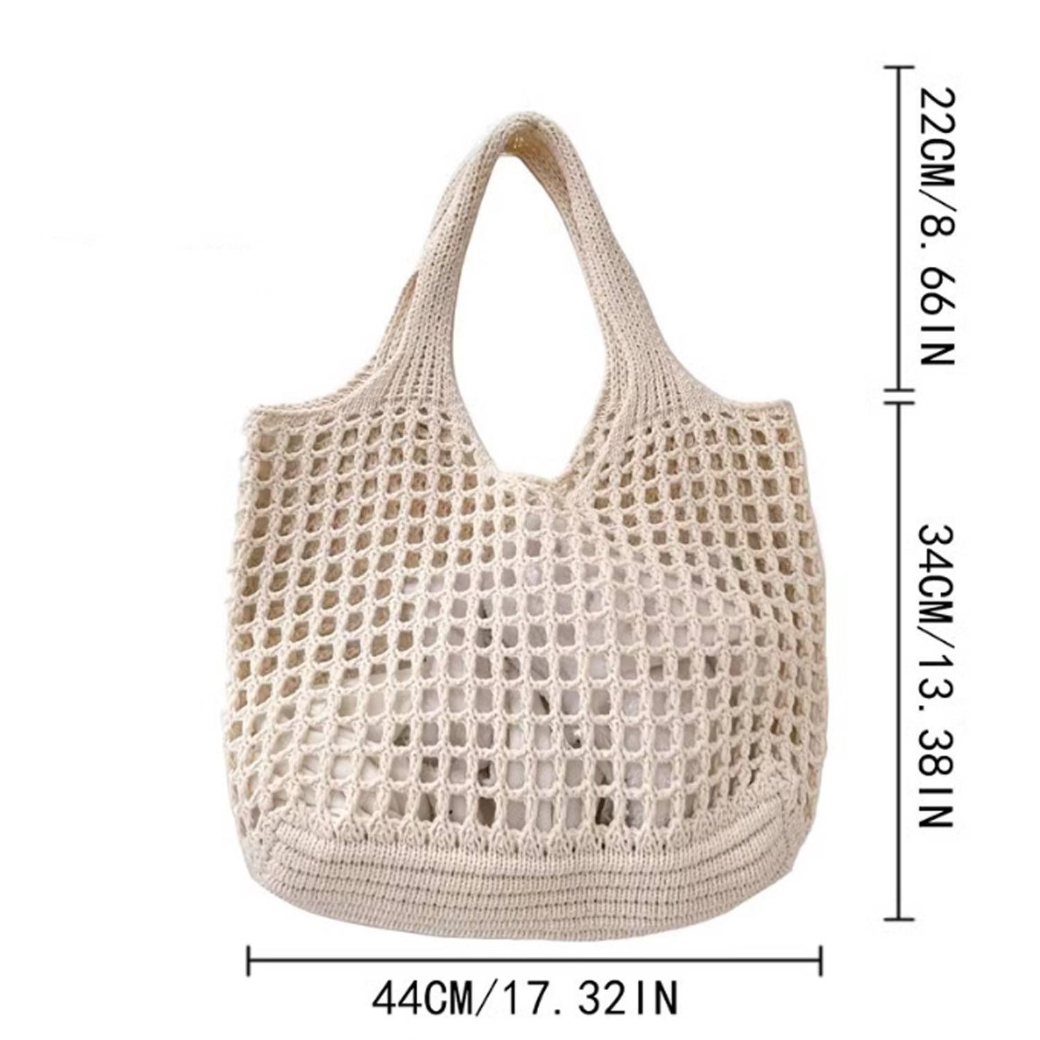 Women's Foldable Crocheted Polyester Travel Tote Bag 4