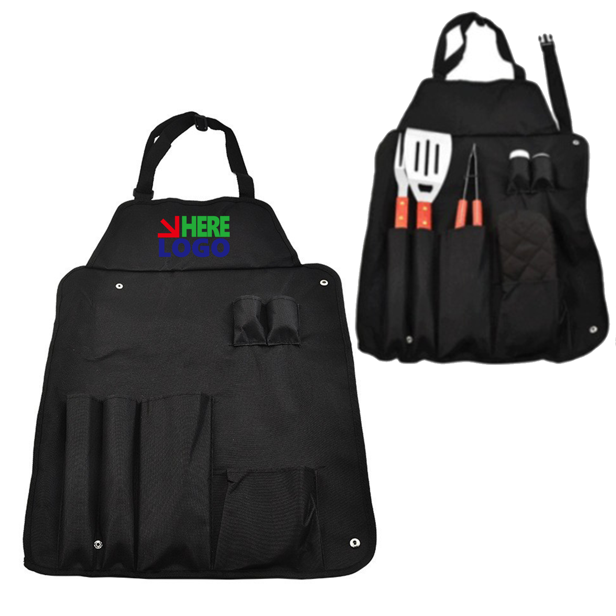 Roll Up Apron With 6 Piece BBQ Tools Set, custom kitchen gadget with logo imprint 2