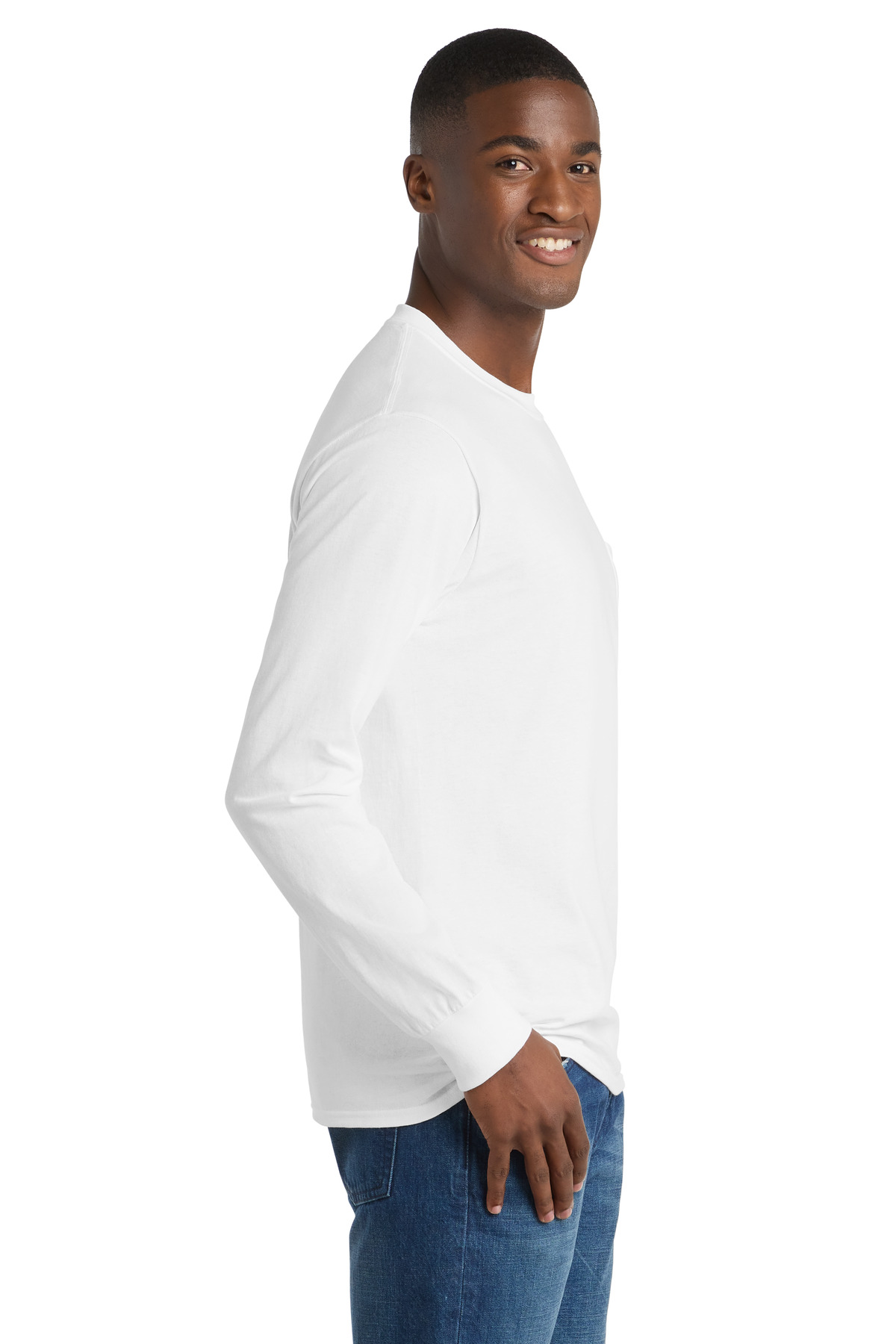 Port & Co Long Sleeve Essential Pocket Tee. PC61LSP 77
