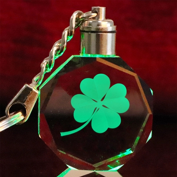 LED Light Octagon Shaped Crystal Key Chains 4