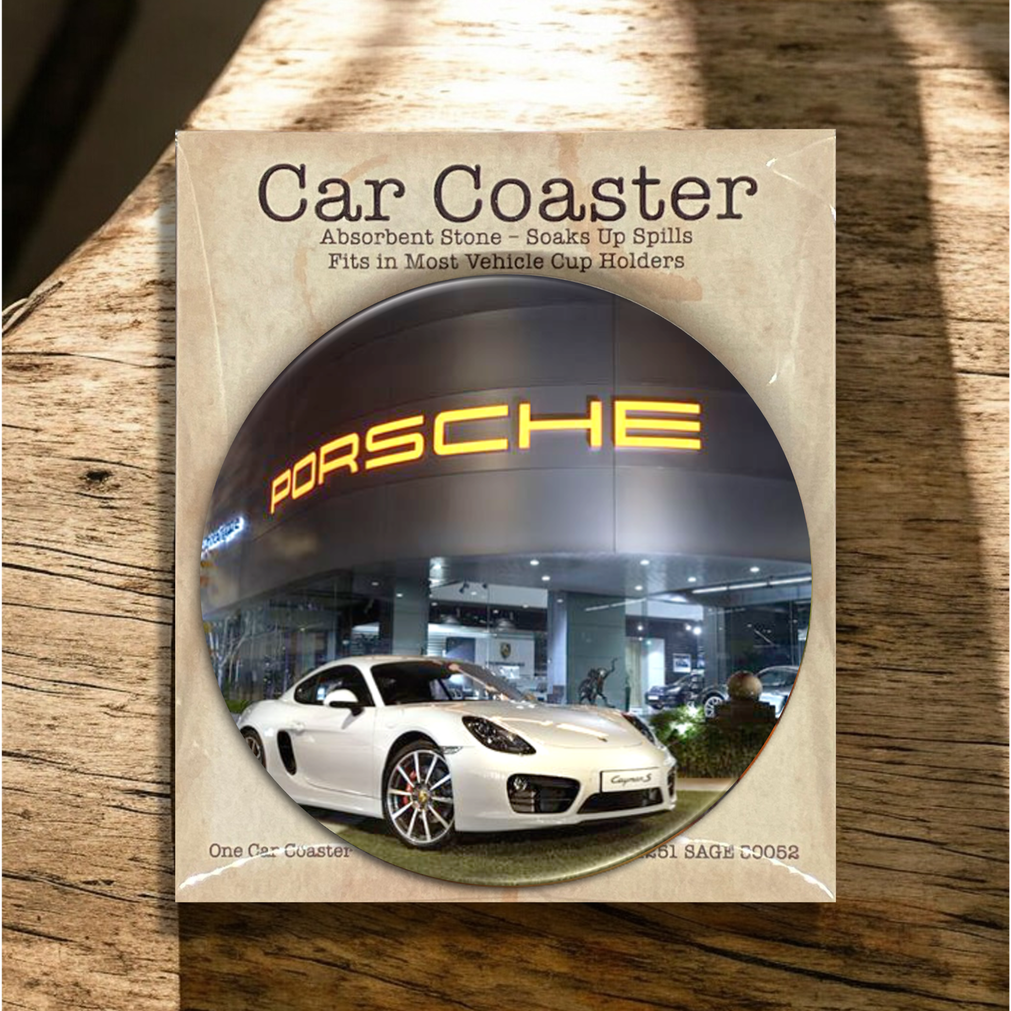 Semi-Gloss White Coated Ceramic Car Coaster in Individual Retail Packaging 4