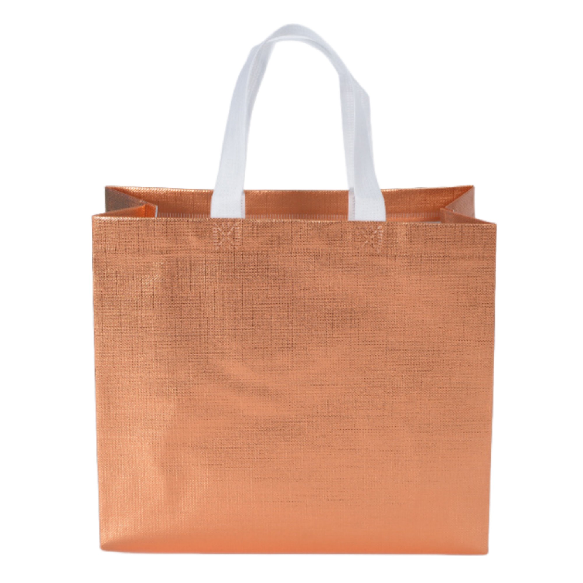 Laminated Non Woven Metallic Shopping Tote Bag 12.6" By 11.8" By 3.9" 4