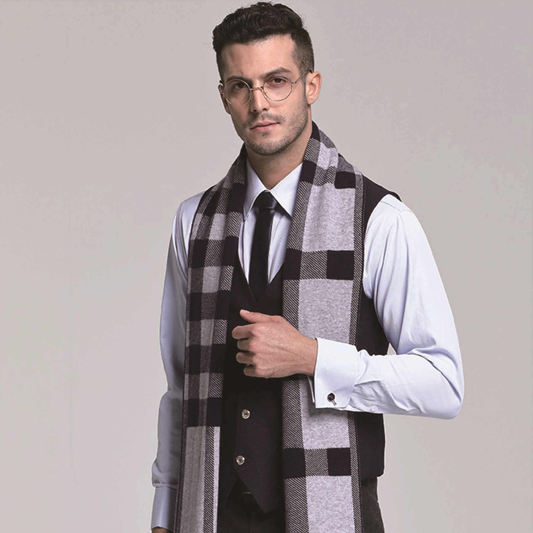 Thickened Plaid Wool Scarf 2