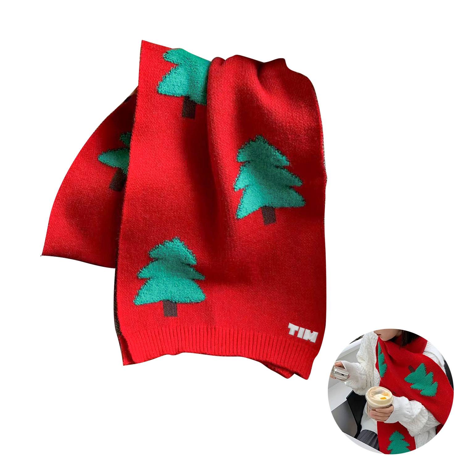 Christmas Tree Pattern Knit Scarf 3