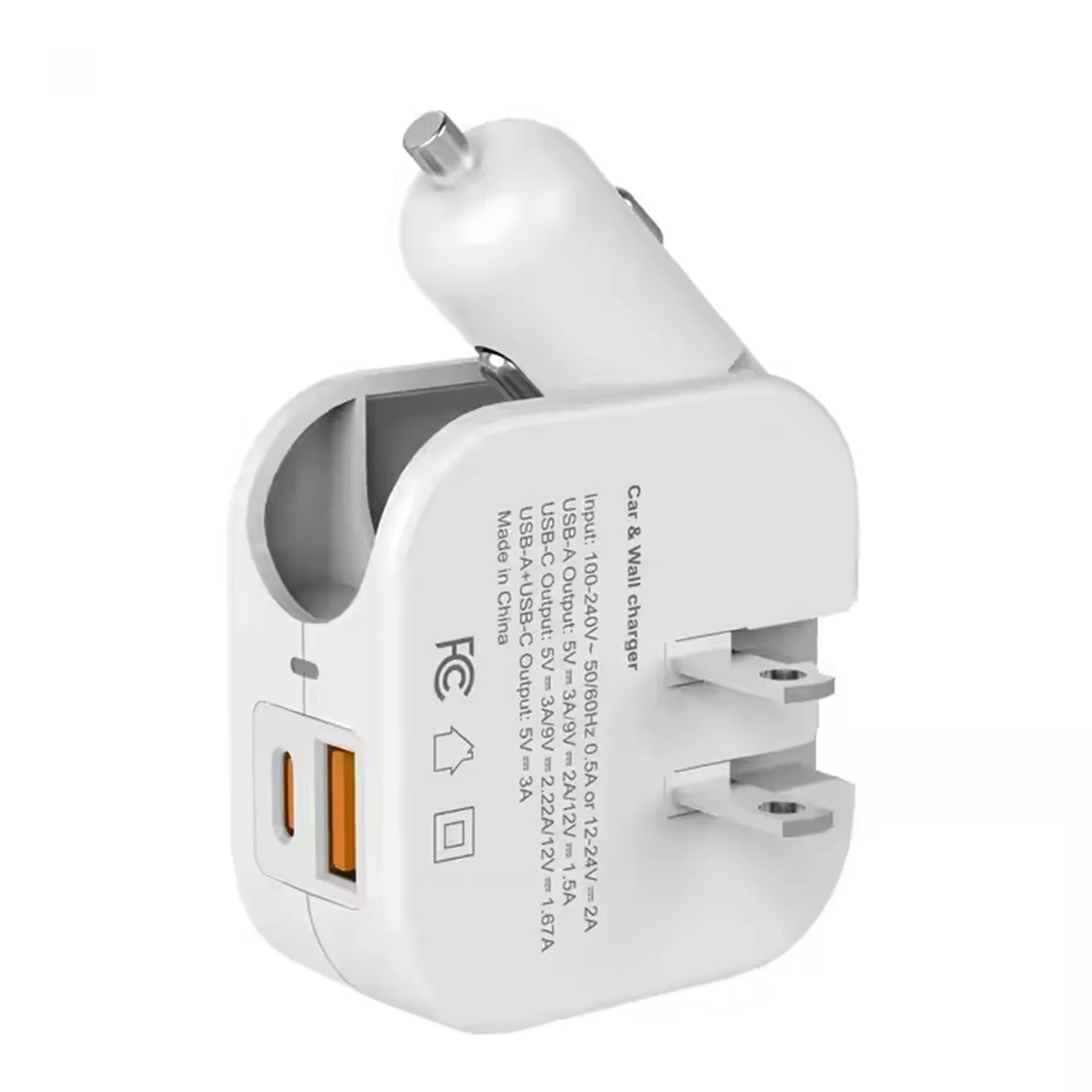 2-in-1 Portable USB Car Charger with Foldable Plug 5