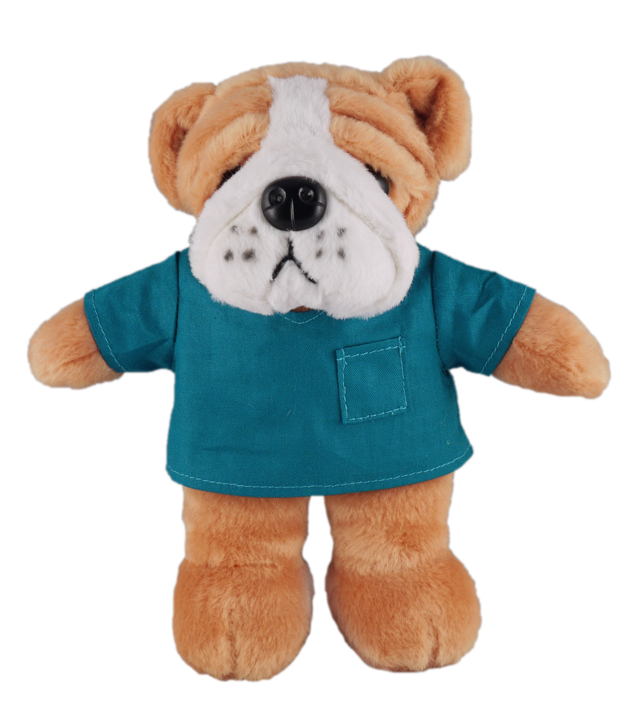 Soft Plush Stuffed Bulldog in scrub shirt