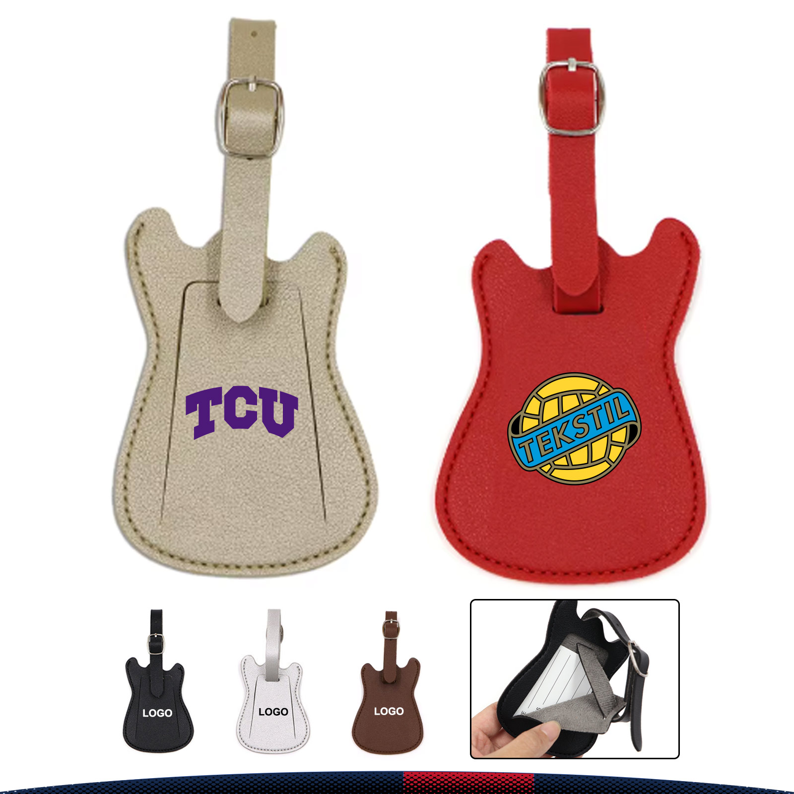 Travdex Guitar-Shaped PU Leather Luggage Tag 6