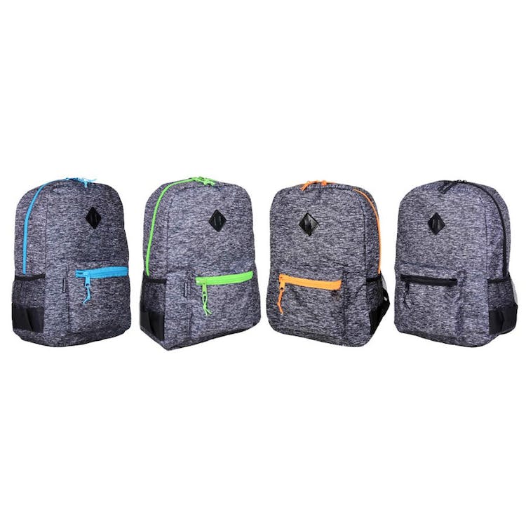 18" Classic Backpacks - Jersey Gray Neon Zippers 2
