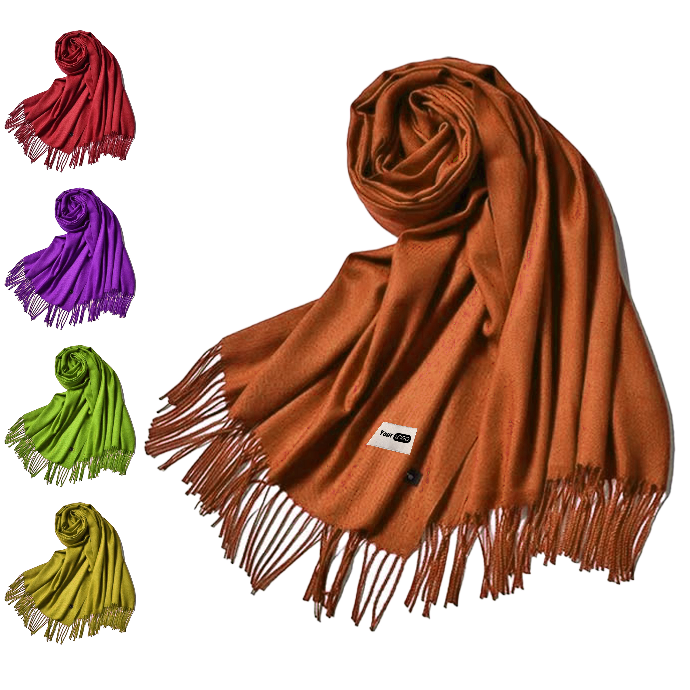 Imitation Cashmere Vibrant Winter Scarf With Tassel Detailing 3