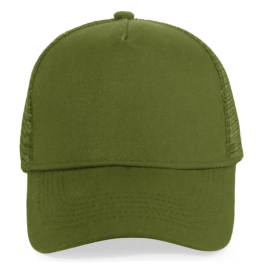 Stock Solid Color Cotton 5-Panel Trucker Cap
