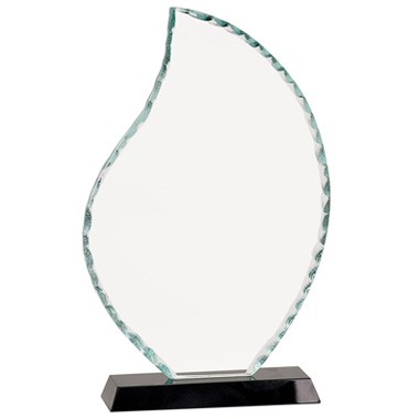 10 1/2" FLAME FACET GLASS ON BLACK BASE TROPHY 1