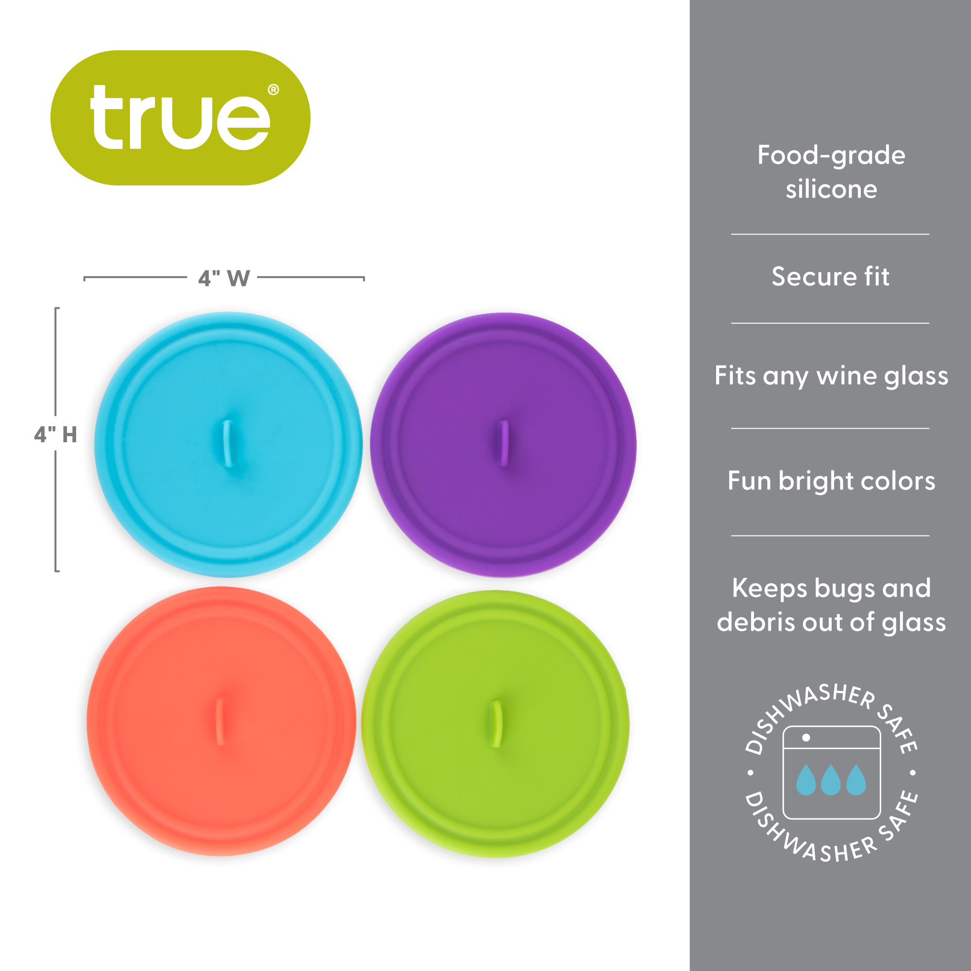 True® Dome Assorted Wine Glass Cover Set 4