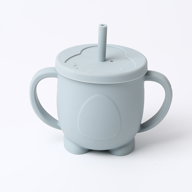 Baby Training Cup-Dual-Handle Silicone Cup With Lid 2