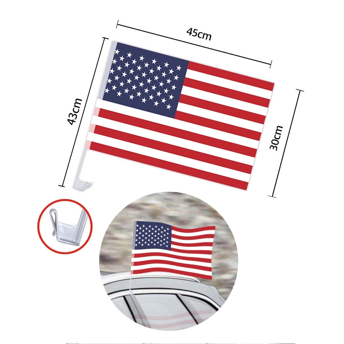 Patriotic Car Window Flag 2