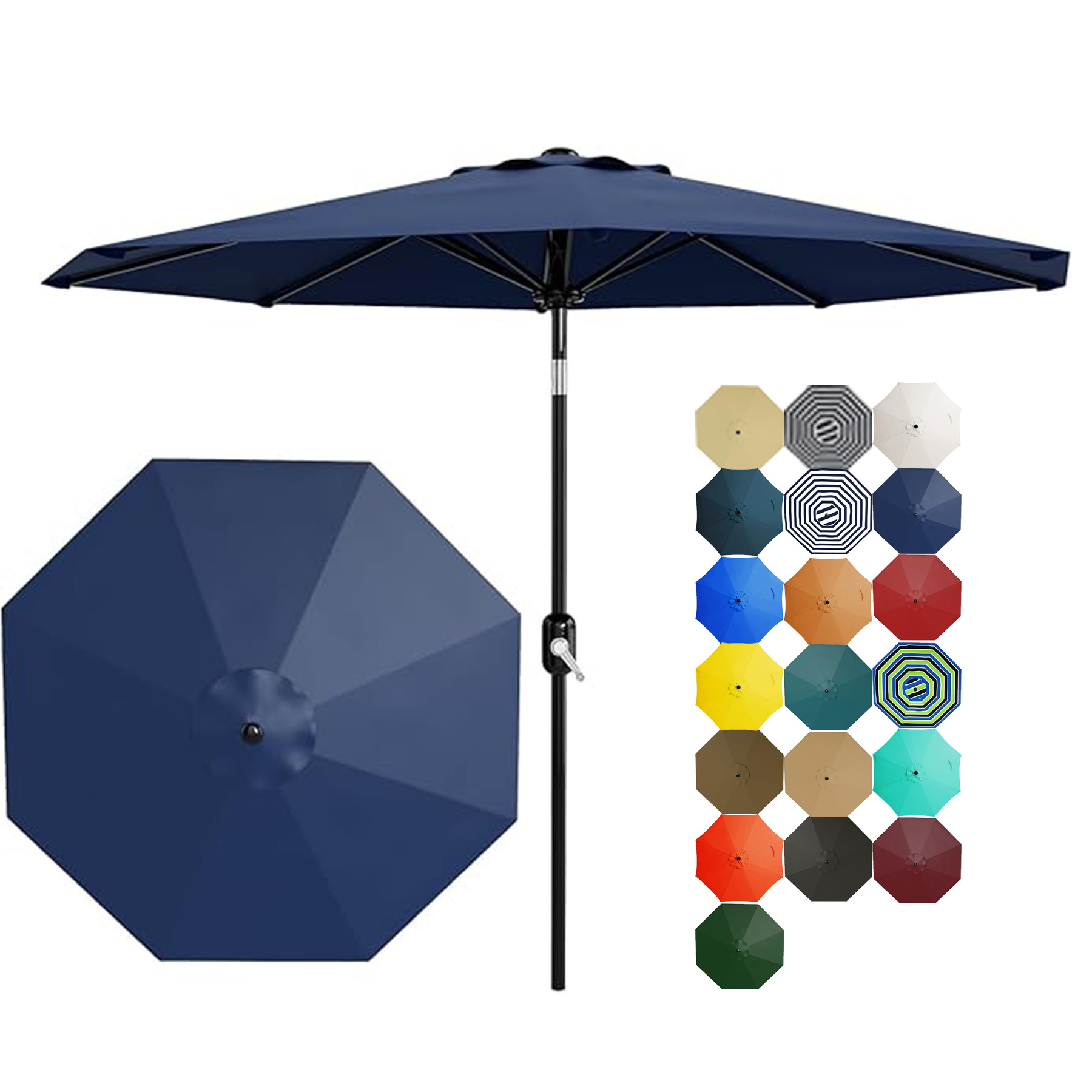 Crank Lift Button Tilt Outdoor Table Umbrella 6