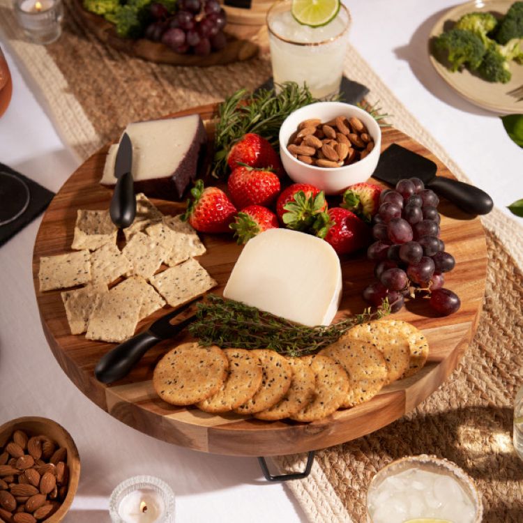 Twine Living® Acacia Footed Cheese Board & Knife Set 7