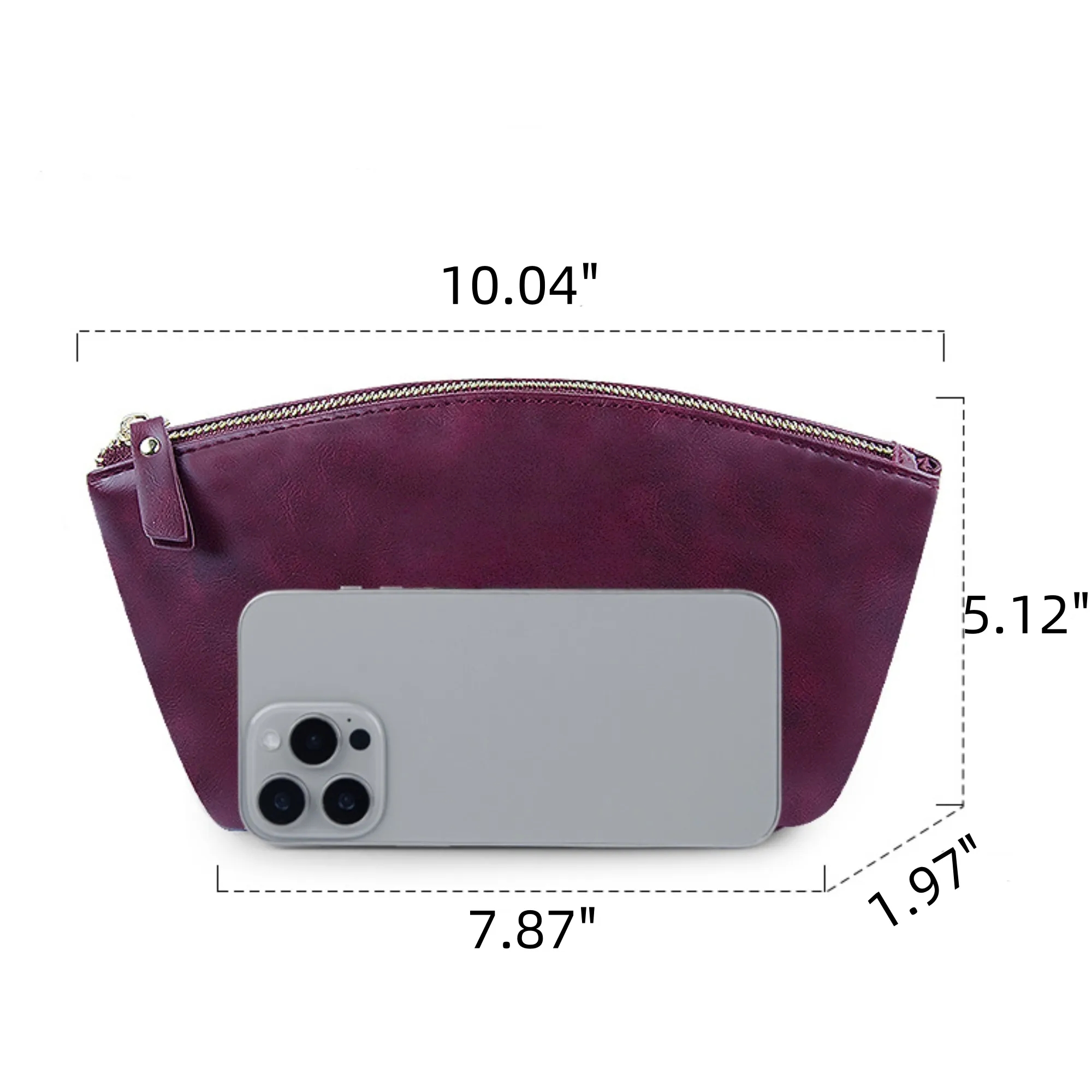 Leather Zipper Cosmetic Pouch Small Makeup Bag For Travel 6