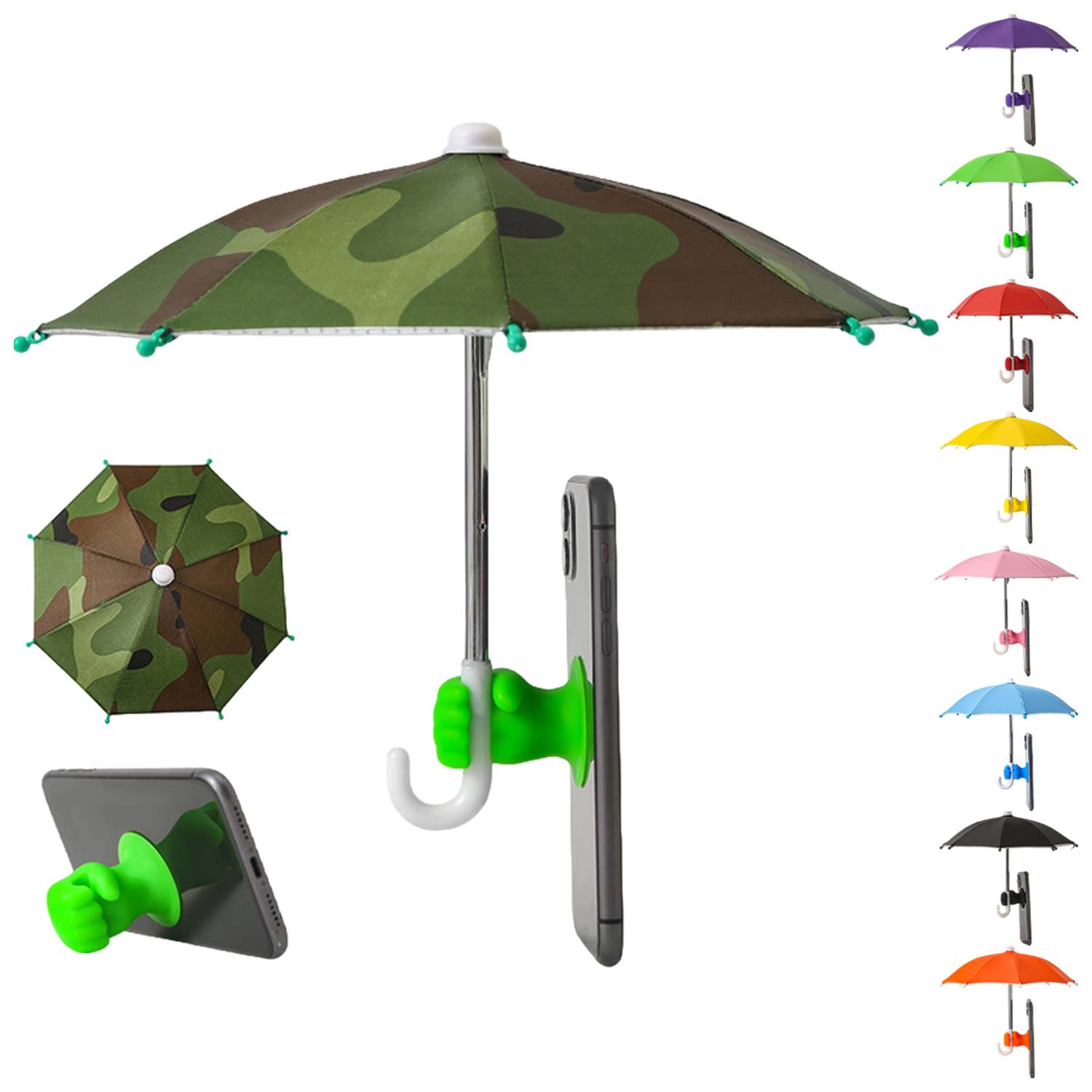 Mini Waterproof Phone Umbrella w/ Fist Grip Stand 12