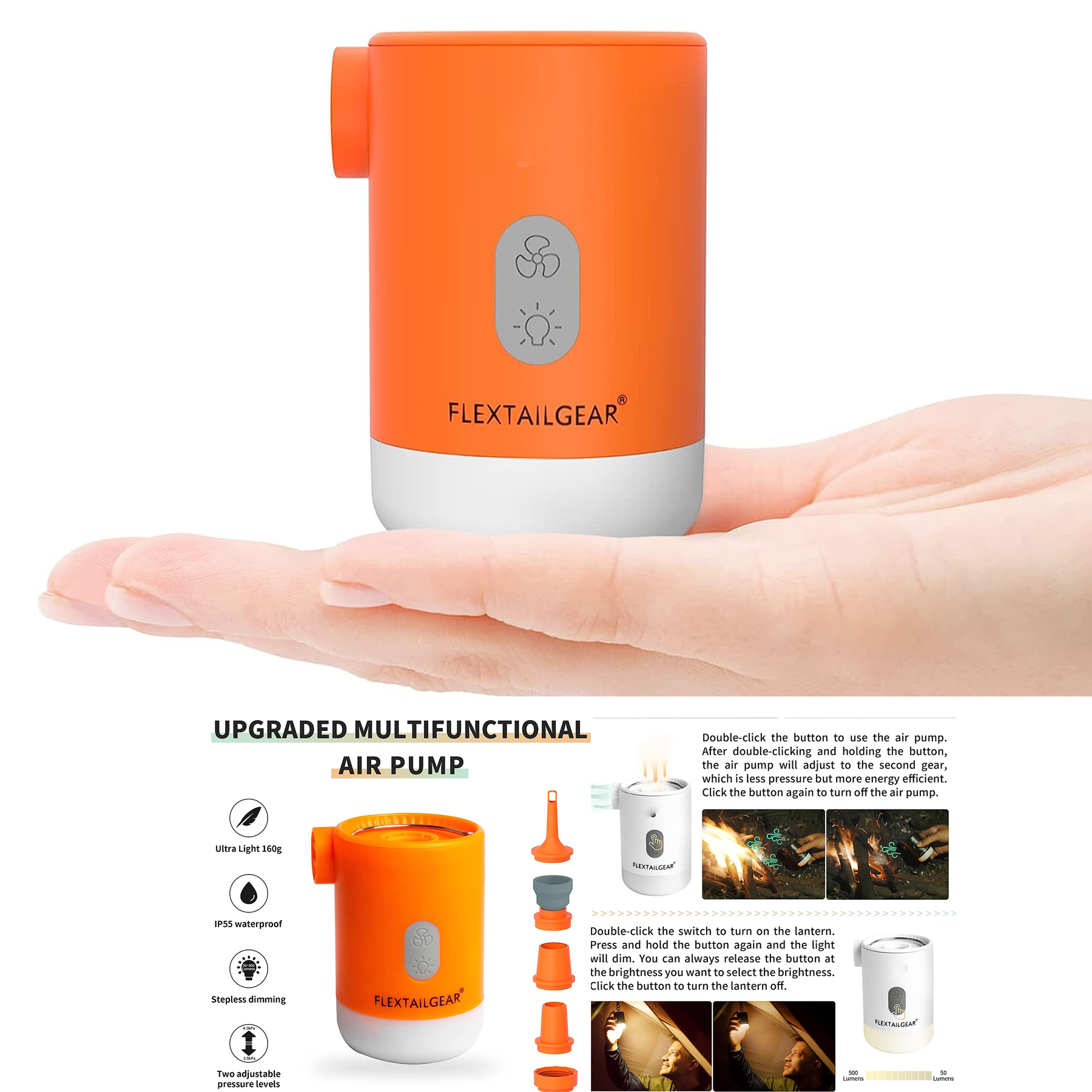 Rechargeable Battery Portable Air Mattress Pump 2