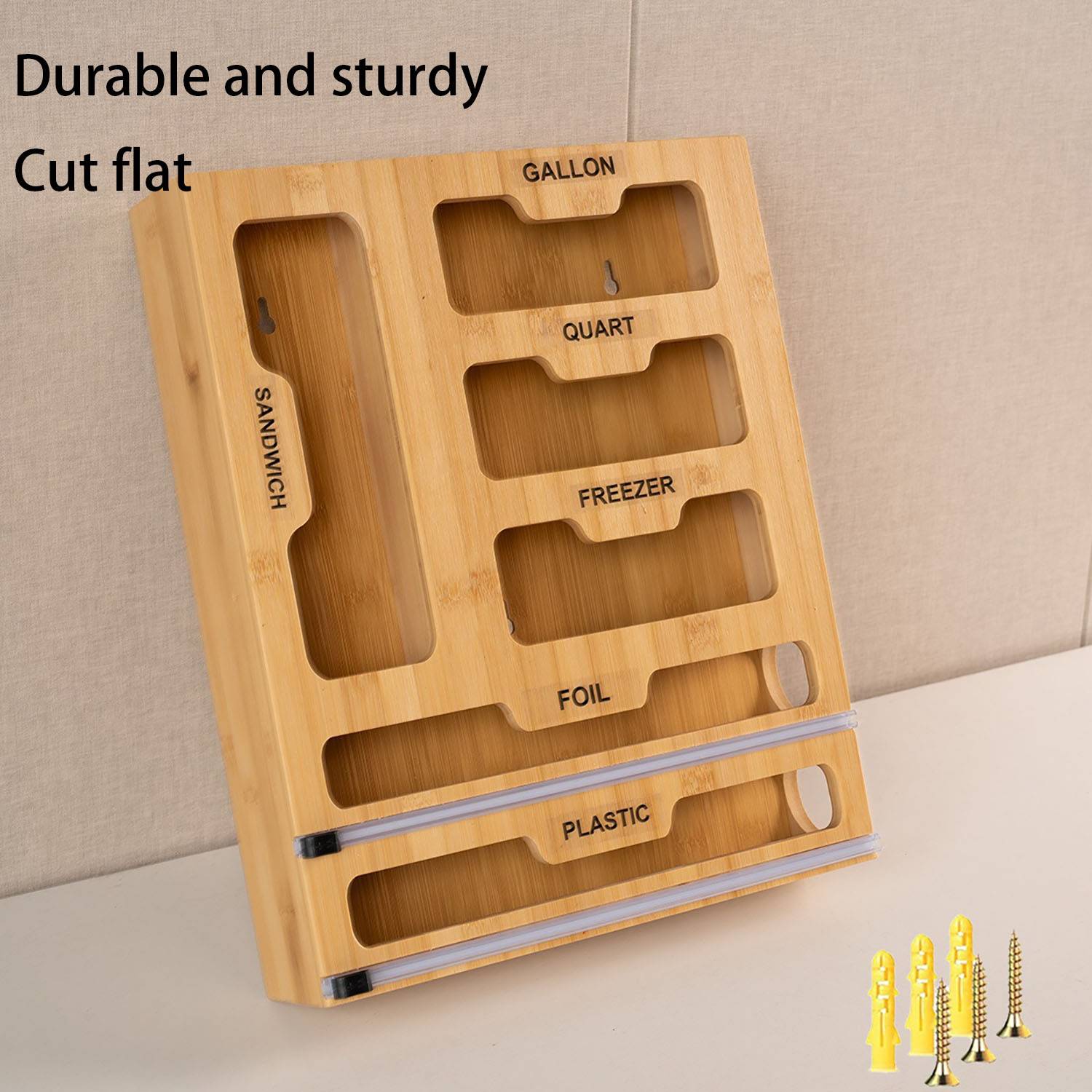 6-in-1 Bamboo Storage Bag Organizer w/ Foil Dispenser 7