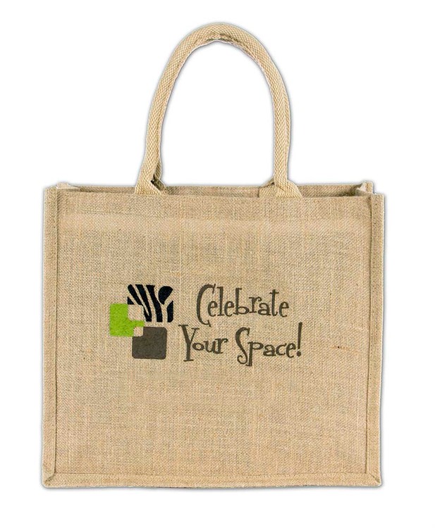 Bermuda Laminated Jute/Burlap Tote Bag 16x6x14" 3