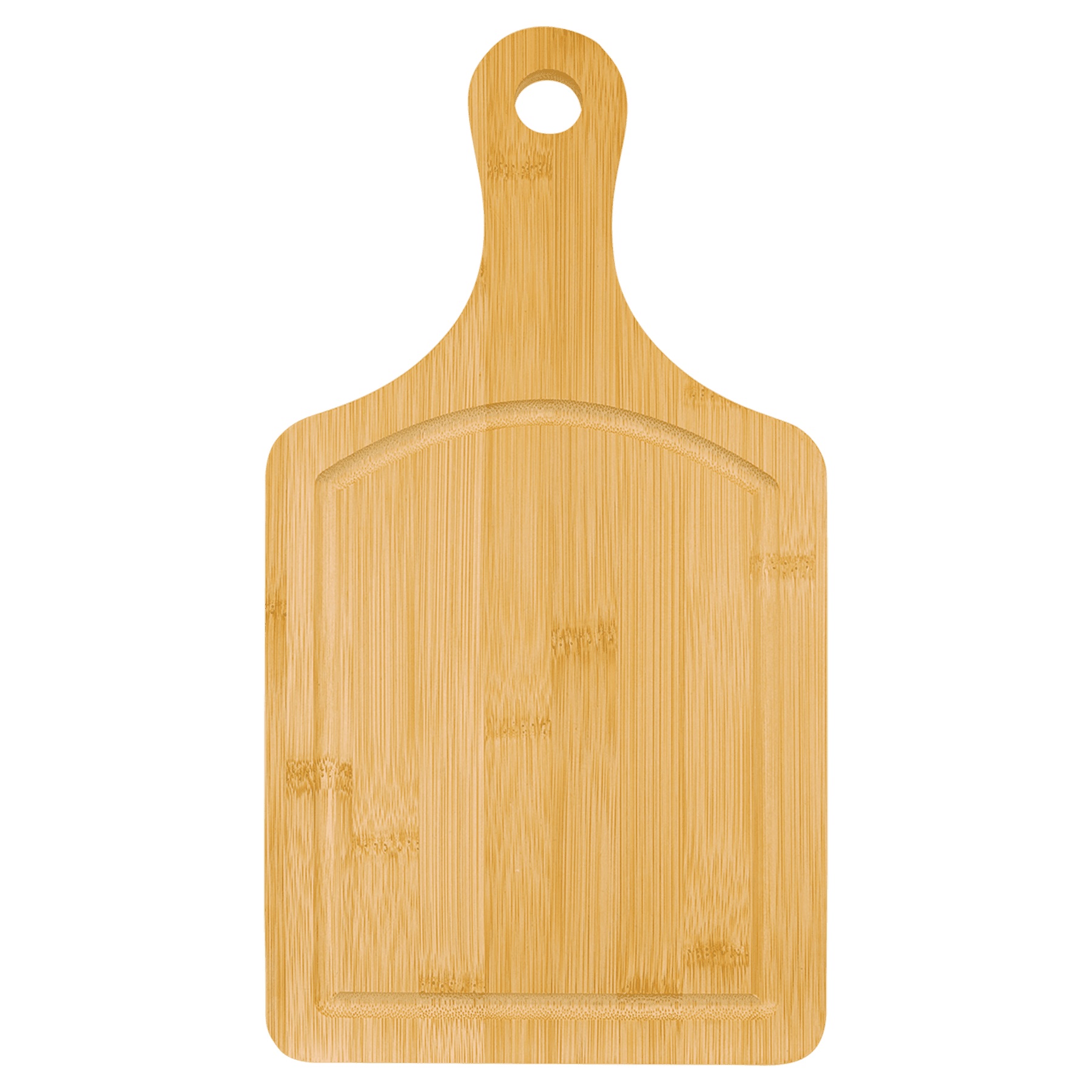 13 1/2" x 7" Bamboo Cutting Board Paddle Shape with Drip Ring 2