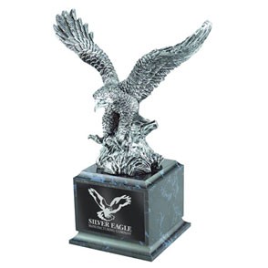 Silver Eagle Award w/Black Marble Finish Square Wood Base 2